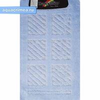 Коврик в ванную CLASSIC UNI квадраты одинарный голубой 55х90 см (100% полиэстер)